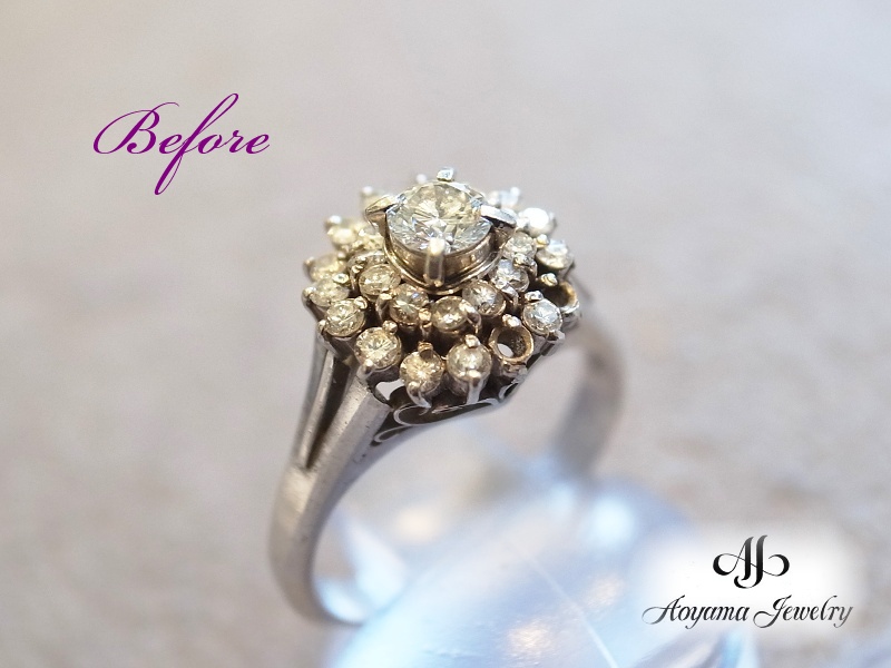 【リフォーム前】古い高さのあるダイヤモンドリング