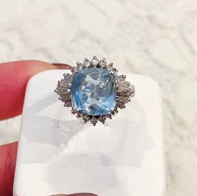 古いアクアマリンリングのリフォーム
